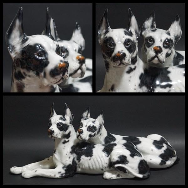 イタリア製Ceramiche Ronzan大型可愛らしい2匹グレート デーン置物 イタリア製Ceramiche Ronzan大型可愛らしい2匹グレート デーン